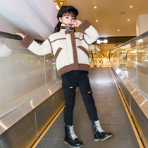 Girls autumn and winter coat 2021 New Lamb hair girl sweater Tong plus velvet thickened foreign-style vests