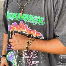 Travis Scott fortress night TS portrait short-sleeved high street FOG high street loose Joker Tide T-shirt