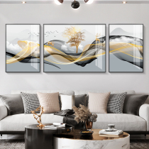 Modern light luxury living room decoration painting new Chinese sofa background wall painting three consecutive combination painting mural