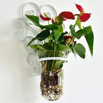  European-style wrought iron glass vase Purple wall hanging vase wall decoration Home decoration hydroponic wall hanging classical 