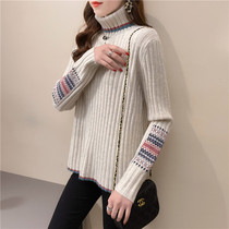 High collar bottom sweater 2020 New female winter thickened fashion name group Wind Relaxed Vintage for Christmas blouses