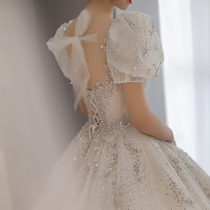 Princess main wedding light 2021 New Bride pregnant woman simple French luxury tailed Palace wind little man