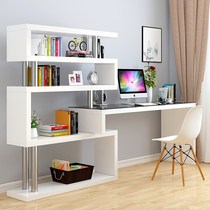 Computer desktop table and chair combination set Bedroom desk bookshelf combination desk Household bookcase integrated writing desk