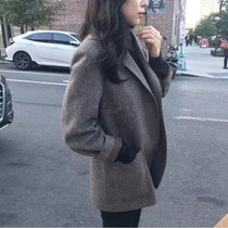 South Korean wool suit jacket woman 2021 autumn winter new temperament loose retro chic short Ssuit