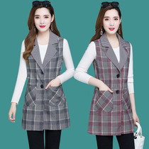 Popular models 40-50-year-old middle-aged and elderly mother wear plaid suit vest 2021 new autumn coat