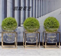 Light luxury simulation ball plant metal frame Nordic port model house sales office coffee table finished product simulation floral art