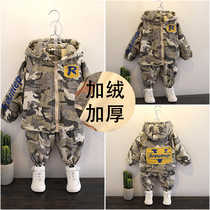  Boys  suit autumn 2020 new Western style baby thickened autumn and winter clothes plus velvet camouflage childrens winter childrens clothing