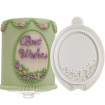 New product turning sugar cake silicone mold small flower rose oval frame dry Pace decoration baking tool Clay