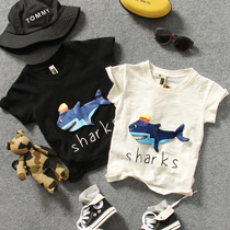 2021 summer new children three-dimensional shark short sleeve T-shirt boys and girls baby wild T-shirt half sleeve tide