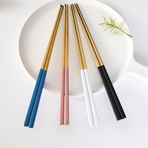 304 stainless steel chopsticks Korean Frosted Black and White blue powder gold creative home chopsticks hipster Golden Green chopsticks