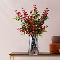 Red rich berry simulation flower ornaments Lucky fruit living room lucky dried flowers Living room decoration dining table decoration