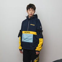 RunninWheel functional jacket mens windproof mens spring and autumn thin section womens tide brand color half chain stormtrooper