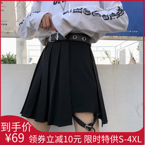 Dark punk jk pleated skirt skirt spring summer large size fat mm leggings ring irregular skirt skirt