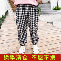 Childrens anti mosquito pants childrens clothing 2021 summer new children 1-3-5-8 years old baby Korean Plaid long pants