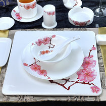 Chinese plum white porcelain Hotel bowl dish spoon Bone China tableware Hotel food stalls Hotel box supplies Table set