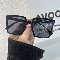 Large frame square flat sunglasses female Net red street shot big face thin polarized sun glasses mens box street shot tide