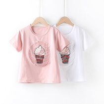 Girl T-shirt Short Sleeve Summer Han Edition Foreign Air Fashion Bright Pieces CUHK Children Dress Blouses Pure Cotton Child Girl Compassionate T