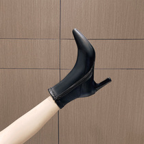 Pointed Martin Boots Womens Short Boots 2021 New Winter English style and beautiful thick with Joker Skinny Boots