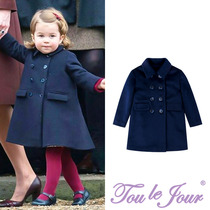 Toulejour womens clothing Tibetan Green warm woolen European style atmospheric lapel double-breasted small coat coat coat