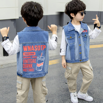 Childrens denim waistcoat 2022 new boy vests Spring autumn style Camshoulder CUHK Scout waistcoat Korean version of thin jacket