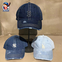 South Korean MLB special cabinet 2022 spring new denim NY baseball cap for old 100 hitch male and female baseball cap tide