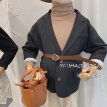  Korean childrens clothing mens and womens fashion suit jacket 2020 autumn new net red childrens belt small suit top