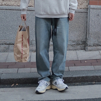 KAMAKE MENS CLOTHING LIGHT-COLOURED DENIM Pants Men Lovers Yuppie Handsome Harbor Wind Loose Pants Straight-Straight Pants Spring