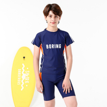 Childrens swimsuit Boys summer split fashion swimsuit Short sleeve sunscreen quick-drying two-piece set Medium and large boy boys swimsuit