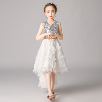 Princess dress Girls puffy yarn childrens sequin dress little girl Western style flower girl host piano performance suit autumn