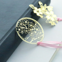 Simple cherry blossom series Chinese style hollow bookmark creative small mini brass bookmark book clip