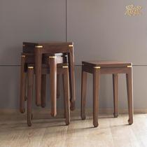  Master copper copper wood furniture Jinyun Tiancheng high stool bench black walnut new Chinese solid wood furniture