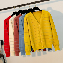 Spring and Autumn Knitted Cardigan Womens Sweater Jacket Covered Joker Slim Short Long Sleeve Soft Soft Color Solid Color Outside Small Shawl