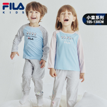 FILA FILA Phila childrens home clothing set 2021 autumn new round neck sleeve men and women children two sets