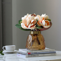 Roman Mom New Chinese Emulation White Jade Lan Fake Flower Living Room Tea Table Tabletop Table Flower Bouquet Floral Decoration Pendulum