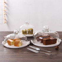 European ceramic cake plate Afternoon tea heart plate Glass cover cake tray Living room fruit plate with lid cake rack