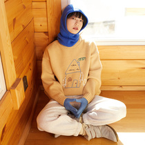 omont egg tart retro round collar embroidered hooded sweater women winter loose sloth and slurred sweater