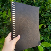 (Black thin portable) A4 soft leather surface removable loose-leaf notebook A5 notepad B5 teacher preparation textbook listening class book entry and exit record this meeting minutes 5mm grid book