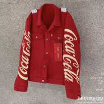 Shunfeng (official direct mail) SMFK China red Coca-Cola denim cotton mens and womens jacket