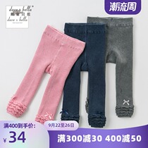 davebella David Bella autumn and winter girls baby fleece wool pants small feet bottoming trousers 1-7 years old DB4670