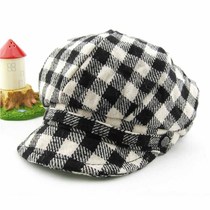 noabat childrens hat autumn and winter retro girl newsboy hat parent-child hat octagonal hat black and white boy cap cap