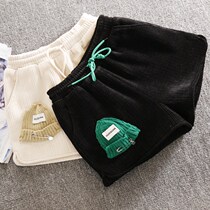 Lamp Core Suede Shorts Women Autumn Winter Outwear 2021 New Winter Shorts Fashion High Waist Wide Leg Loose suede boot pants