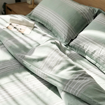 Old coarse cloth four-piece set 100% cotton Thick bed sheet quilt cover pillowcase literary hipster 1 51 8 IKEA style