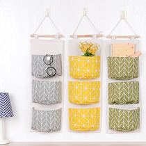 Hanging bag storage bag wall hanging cotton and linen fabric door rear hanging bag wall hanging multi-layer sundries storage bag dormitory