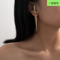 Rock exaggerated stud hip-hop red drop cross earring madam