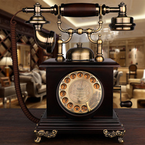American retro-wood telephone Euro-style rotating old household wireless plug-in telecom