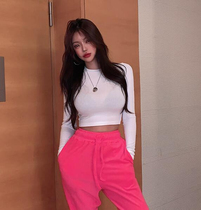  Hypnotic Korea 19 early autumn new small sexy umbilical high waist tight long-sleeved T-shirt