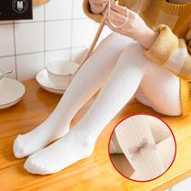 Childrens pantyhose Spring and autumn plus velvet thickening small medium and large childrens pantyhose step on the feet and wear trousers Girls bottoming socks