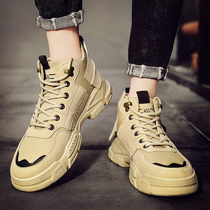 Martin Boots Mens High Shoes Mens trendy shoes English Wind Spring and Autumn Mid-Help Boots Mens Toilwear Snow Boots Mens Shoes