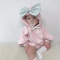 2020 Spring and Autumn Baby Children Ha Clothes Climbing Korean Childrens Wear Plaid Bow Net Red Triangle Climbing