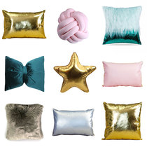 Luxury pillow cushion ins Wind light luxury yellow pillowcase love star Nordic sofa backrest simple modern